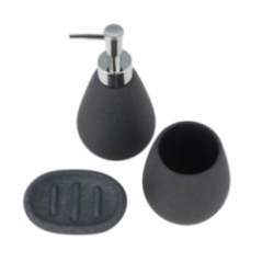 SET DE BAÑO 3PZS DOLOMITA NEGRO