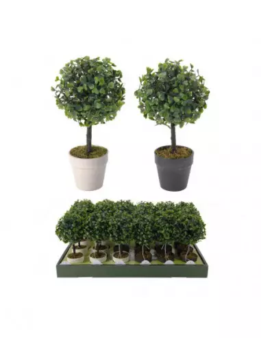 BUXUS ARTIFICIAL REDONDO EN MACETA BLANCA