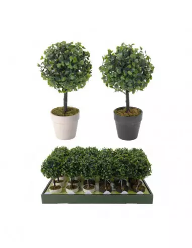 BUXUS ARTIFICIAL REDONDO EN MACETA NEGRA