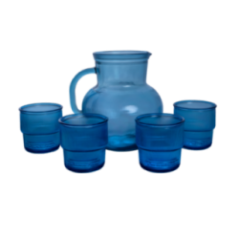 SET JARRA + 4 VASOS DB601 AZUL CIELO