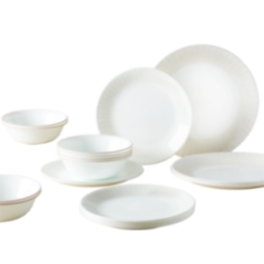 VAJILLA 12 PZS HUSHED LINES LINEAS BEIGE