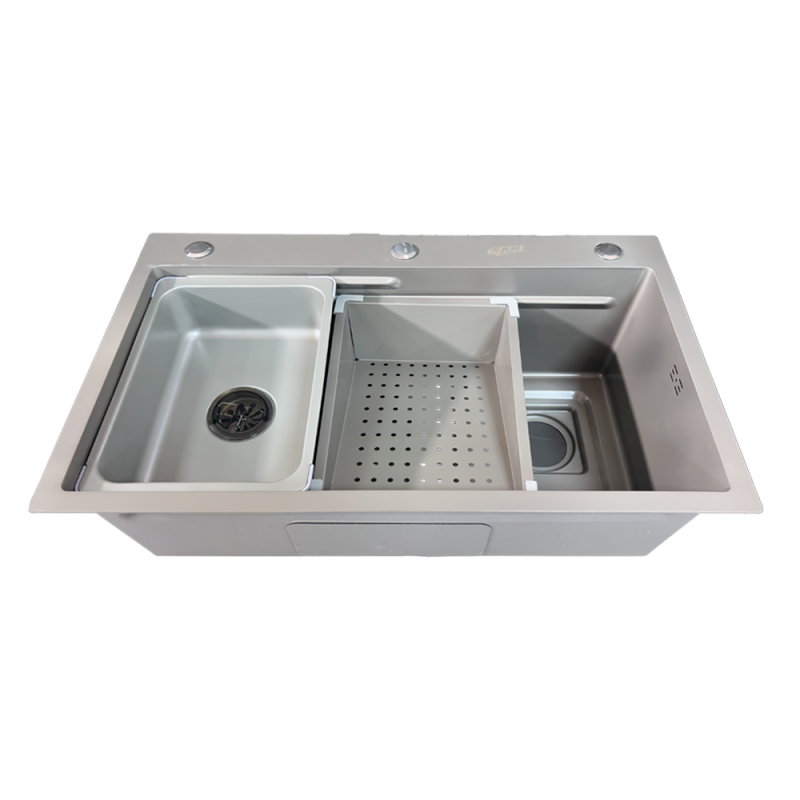 FREGADERO 2 POZO GRIS INOX304 75X45CM
