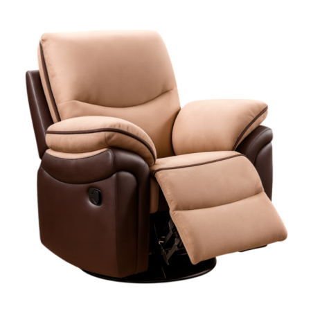 SILLÓN INDIVIDUAL RELAX BEIGE/CAFÉ PIEL