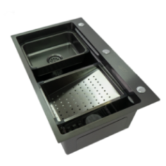 FREGADERO 2 POZO NEGRO INOX304 75X46CM