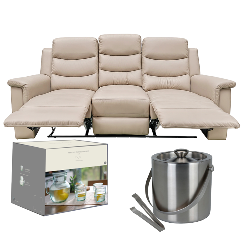 RECLINABLE 3 PUESTOS + SET JARRA + 4 VASOS TRANSPARENTE + CUBETA DE HIELO CON PINZAS ACINOX KPM