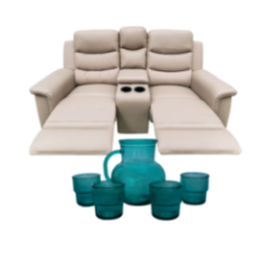 RECLINABLE 2 PUESTOS + SET JARRA + 4 VASOS DB794 TURQUESA