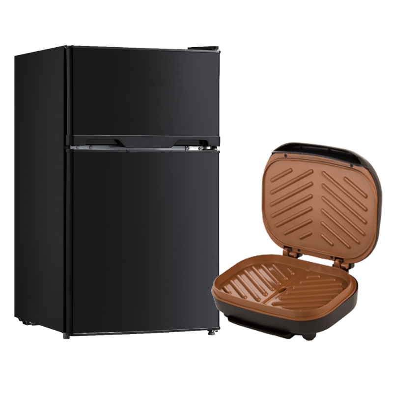 MINI REFRIGERADOR BCD87 B 87 L NEGRO + PARRILLA INTERIOR PANINI TS-606BK NEGRO
