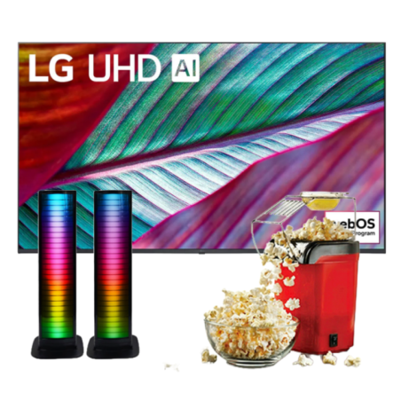 TV 75" UHD 4K + BARRA DE SONIDO + MAQUINA P/CANGUIL CON BOWL PC-486R ROJA