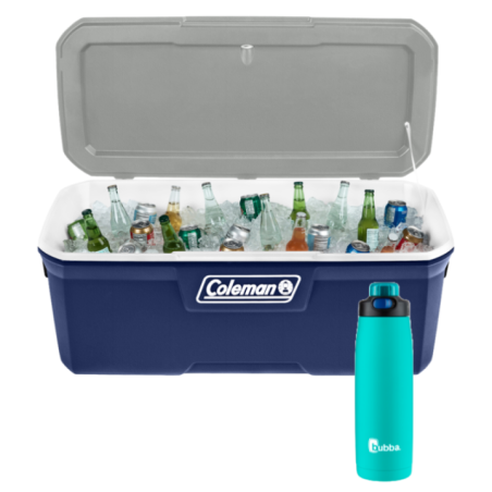 HIELERA 316SERIES 142LT/150QT AZULGRIS + TERMO RADIANT 710ML AI ISLAND TEAL BUBBA