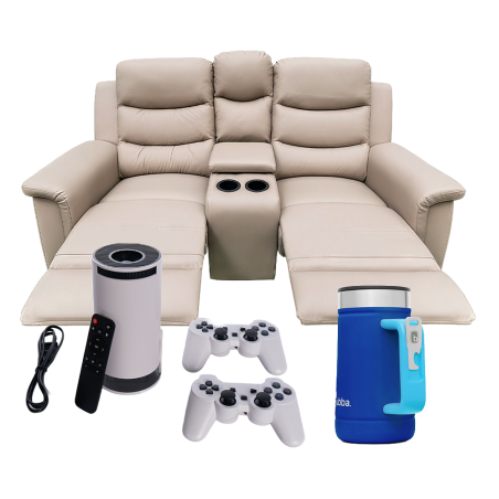 RECLINABLE 2 PUESTOS + PROYECTOR + VASO CERVECERO 710ML ABREL DCOBALT BUBBA