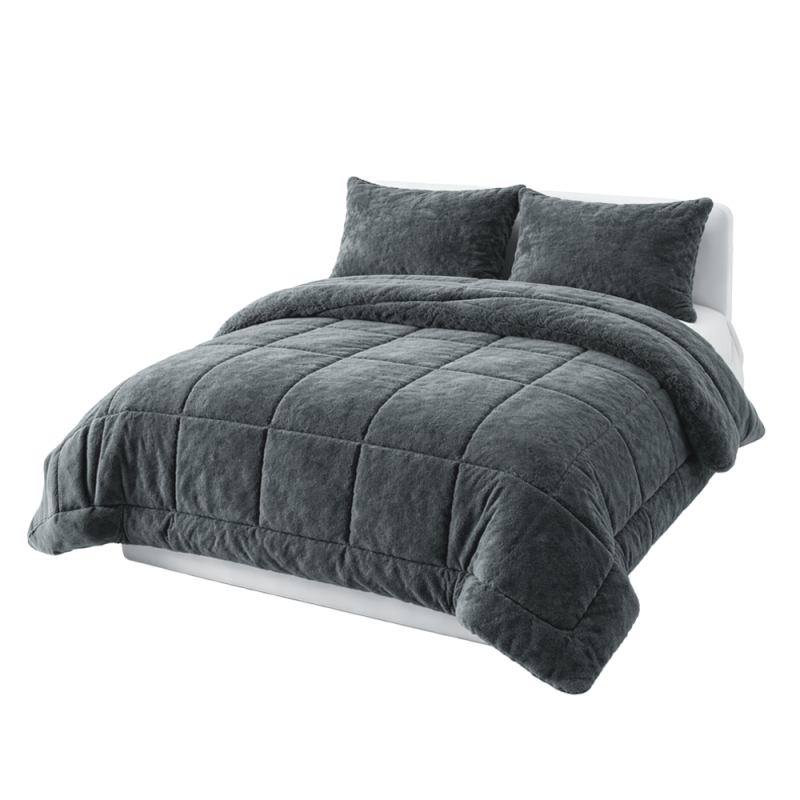 COBERTOR SHERPA MINK GRIS PLATA 2 PL