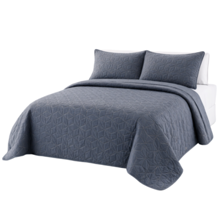 COBERTOR EMBOZADO COJ 2P HEX AZUL GR