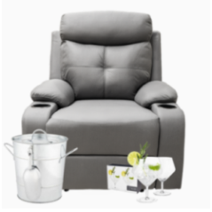 RECLINABLE 1 PUESTO + CUBETA DE HIELO + SET 2 VASOS GIN&T ANGULARES 414ML VISKI