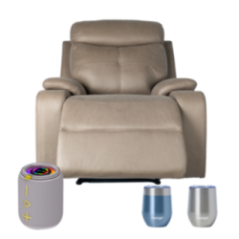 RECLINABLE 1 PUESTO + PARLANTE ES-PS29-GRIS BT.USB.AUX C/BAT + VASO CONT TERMICO PARA VINO 355ML GRIS