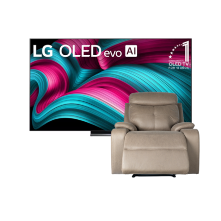 TELEVISOR 83" OLED OLED83C5PSA.AWR + RECLINABLE ELECTRICO 1P CAFÉ FA-05 S.F.