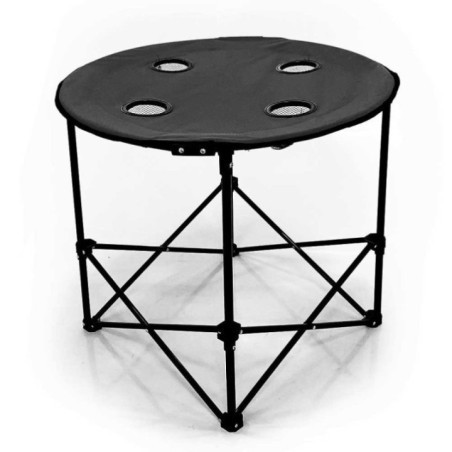 MESA CAMPING PLEGABLE CON PORTAVASOS COLOR NEGRO