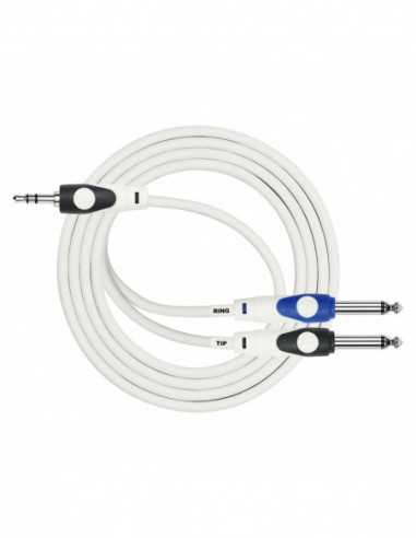CABLE 3.5 PLUG A DUAL 1/4 LGY-362L 2M WH