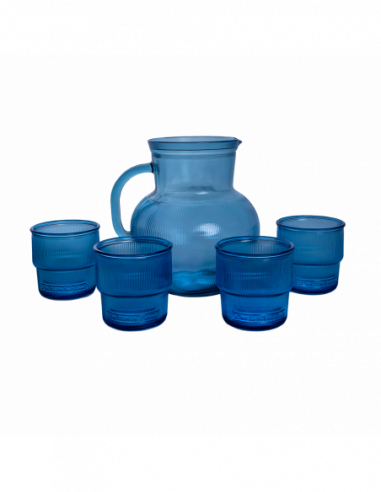 SET JARRA + 4 VASOS DB601 AZUL CIELO