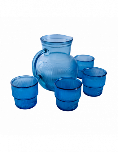 SET JARRA + 4 VASOS DB601 AZUL CIELO
