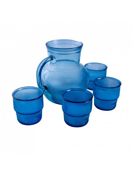 SET JARRA + 4 VASOS DB601 AZUL CIELO