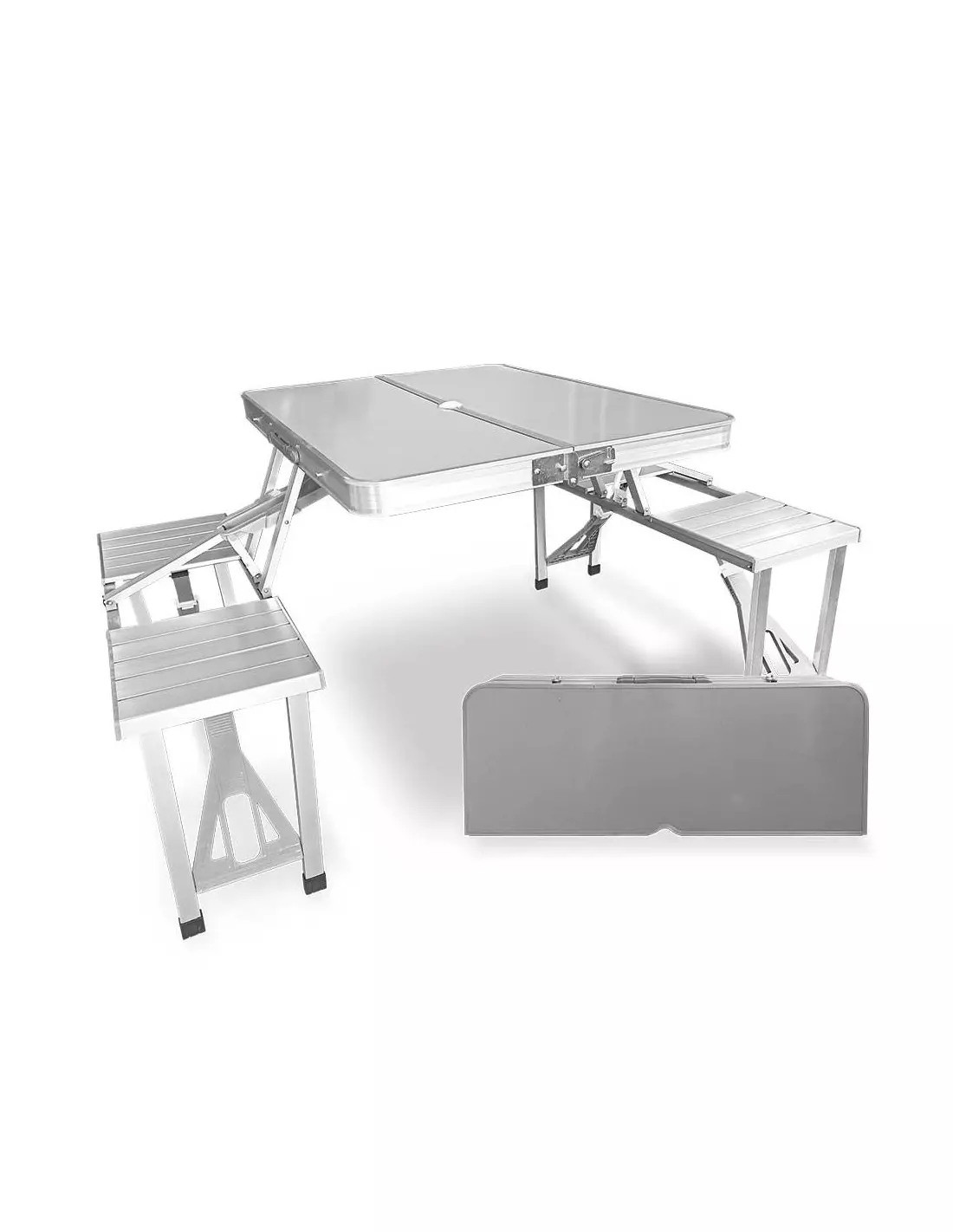 Juego de sillas de mesa de camping cuadrado de aleación de aluminio y mesa  plegable con bolsa de almacenamiento, conveniente para almacenar y llevar