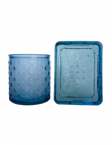 SET BAÑO VASO+JABONERA ROMBOS AZULCDB601