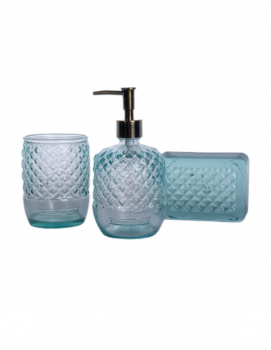 SET BAÑO DISP+VASO+JAB DIAMANTE TRANSP