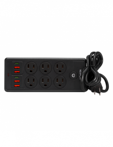 REGLETA + USB NEGRA 1.8M