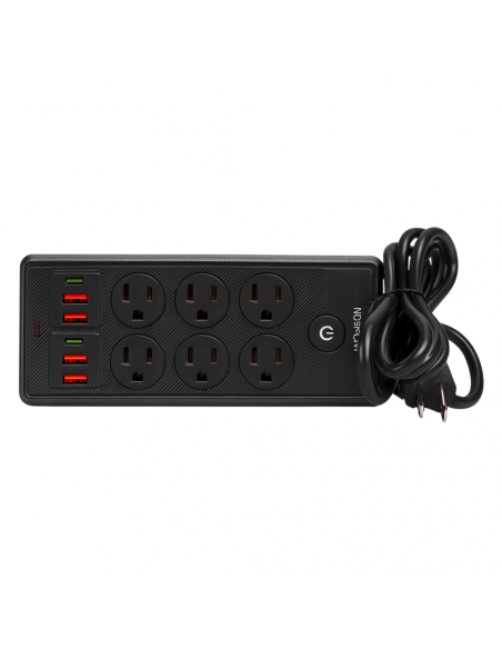 REGLETA + USB NEGRA 1.8M