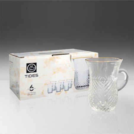 SET 6 TAZAS PARA TE ANILLO DORADO 3OZ