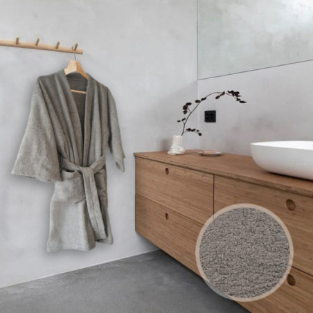 BATA DE BAÑO UNISEX GRIS PERLA