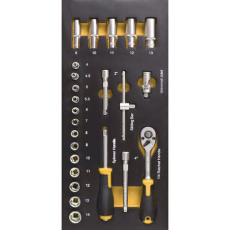 SET DADOS Y RATCHA MANDO 1/4" 24PC