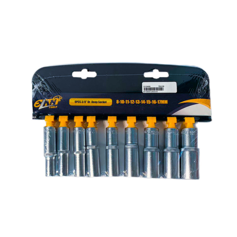 SET DADOS LARGOS MANDO 3/8" 9PC 8-17MM