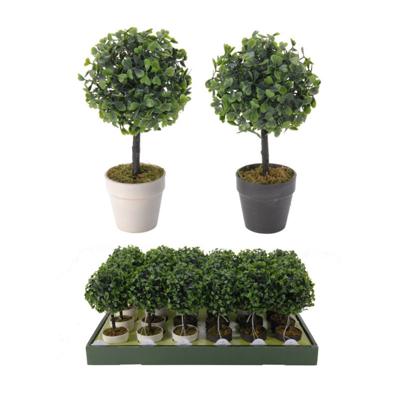 BUXUS ARTIFICIAL REDONDO EN MACETA BLANCA