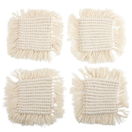 SET DE 4 POSAVASOS MACRAME CUADRADA