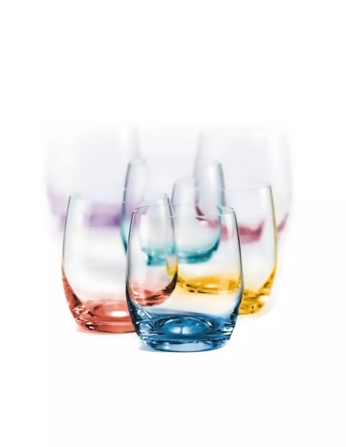 Juego 6 vasos bajos de agua cristal Spectrum Bohemia 300ml. colores