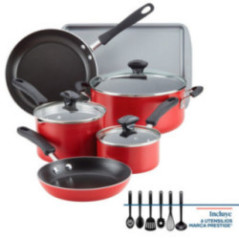 JUEGO DE OLLAS 15 PIEZAS FABERWARE COOKSTART - ROJO