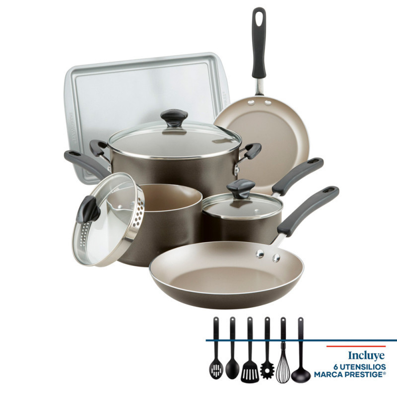 JUEGO DE OLLAS 15 PIEZAS FABERWARE COOKSTART - PLOMO