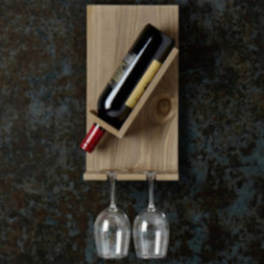 ESTANTERIA PARA VINO Y 2 COPAS  20CM